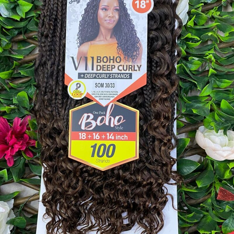 Zury V11 Boho Curly + Deep Curly Strands Crochet Braid